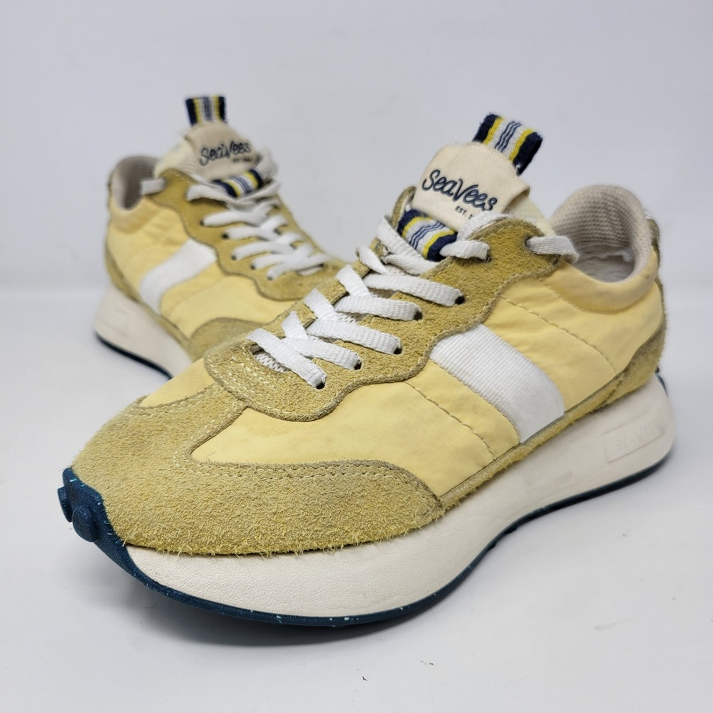 SeaVees Acorn Trainer Beachball Yellow Suede Nylon Platform Sneakers Womens 6.5